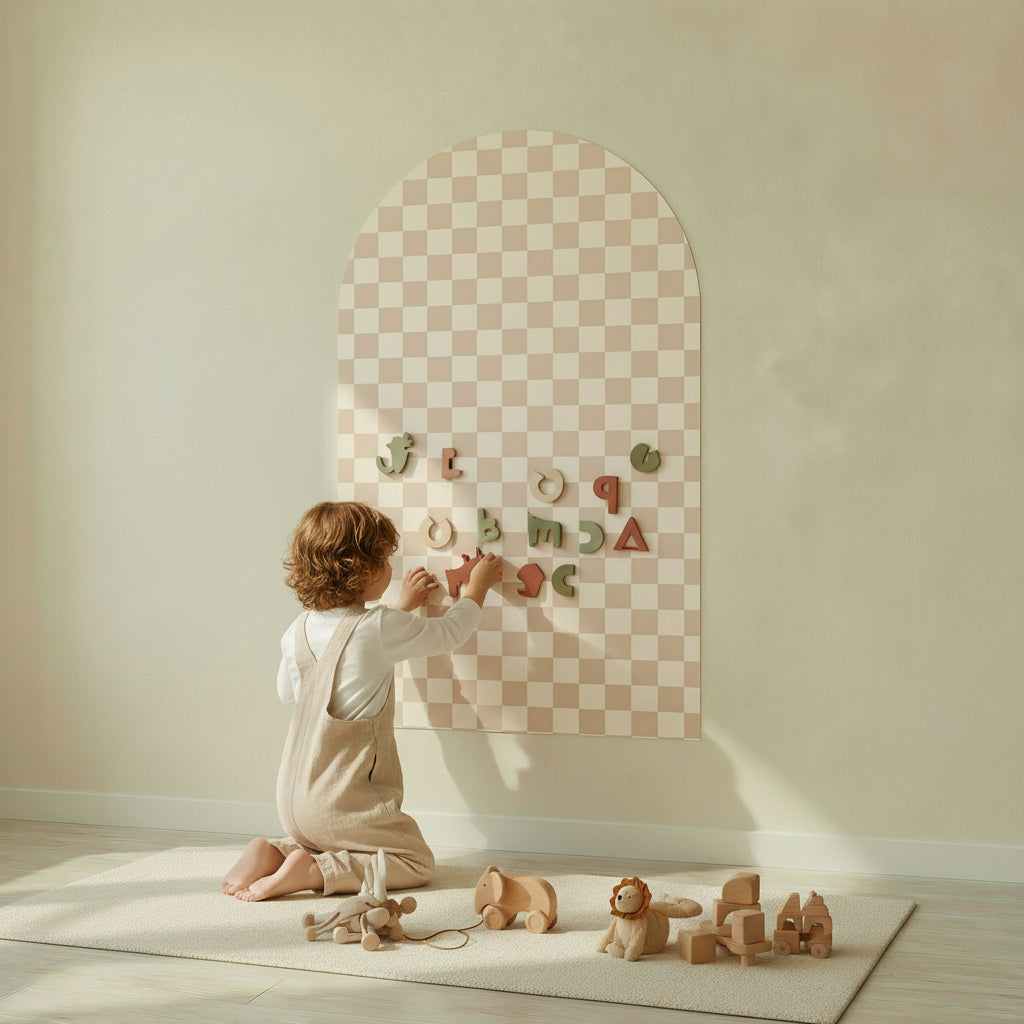 Magnetic board for children - Arche - Beige checkered