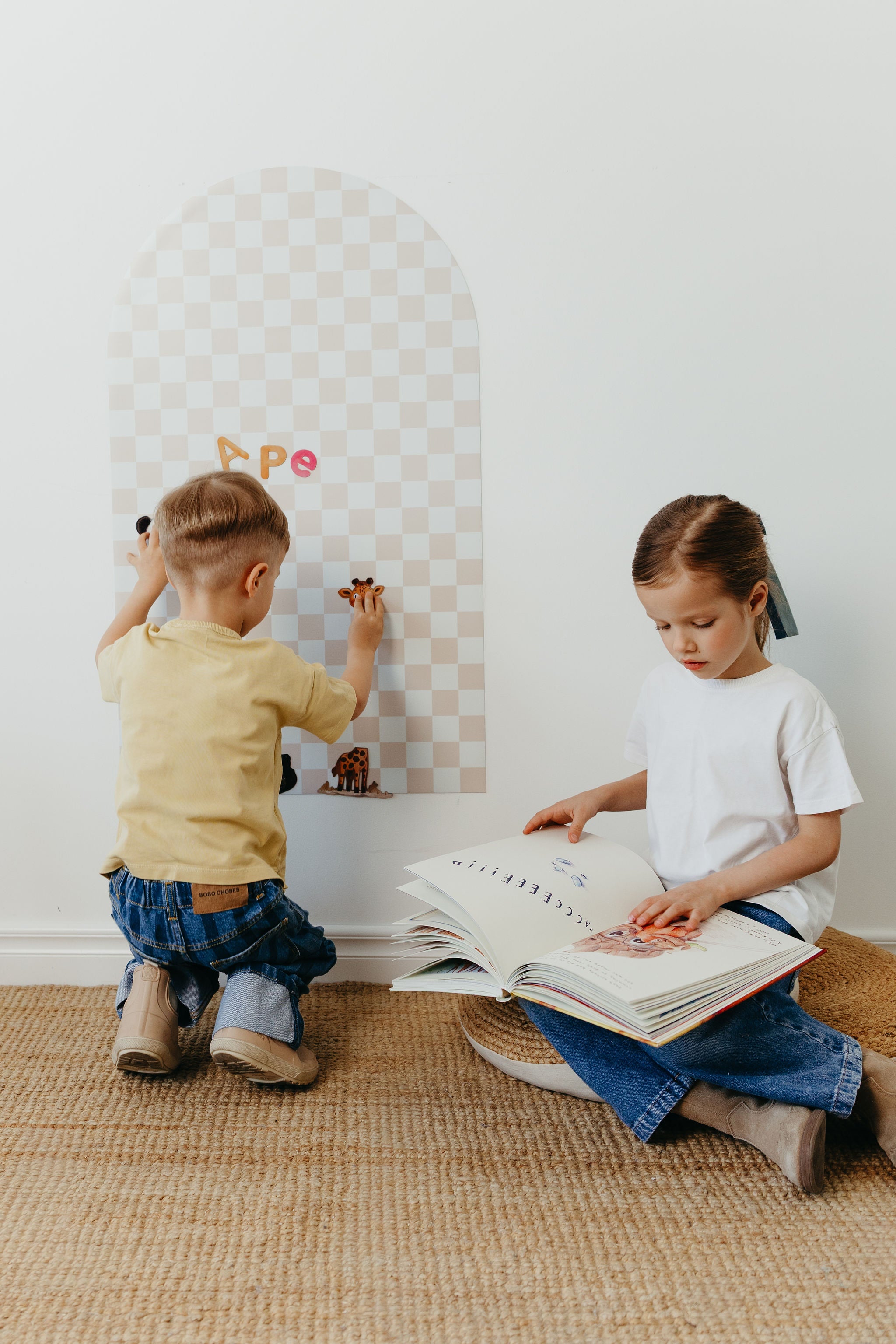 Magnetic board for children - Arche - Beige checkered