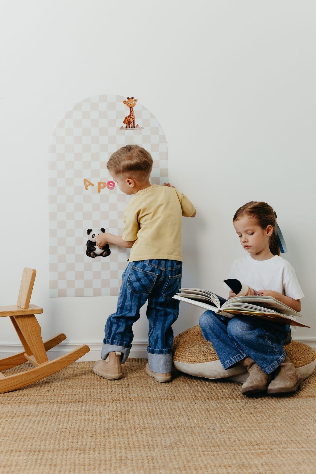 Magnetic board for children - Arche - Beige checkered